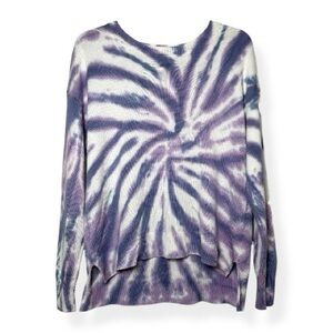 Design History Tie Dye Sweater Cotton Blend Purple & White Long Sleeve Casual Lg